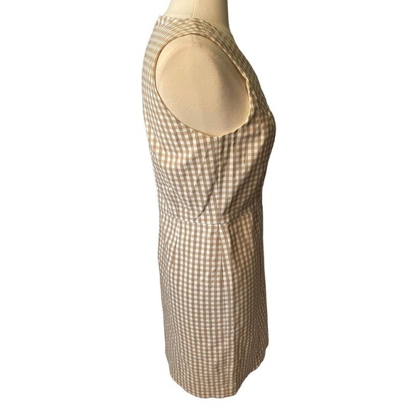 J. Mclaughlin NEW Tan Paulson Gingham Sleeveless Dress Size 8 Stretchy V-Neck - Picture 5 of 9